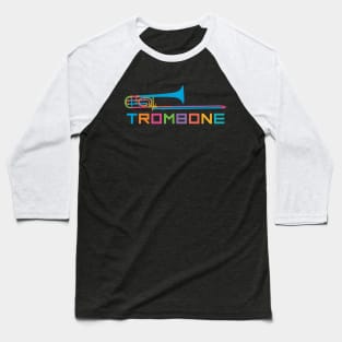 Vibrant Trombone in Rainbow Colors Baseball T-Shirt